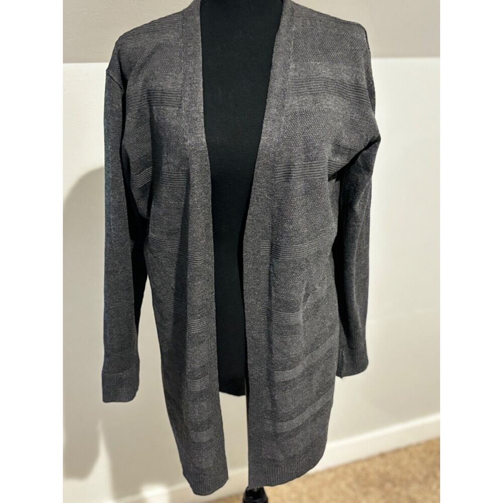 New Womens Gray Knit Open‎ Front Light Long Sleeve Cardigan Sweater Sz S Capsule